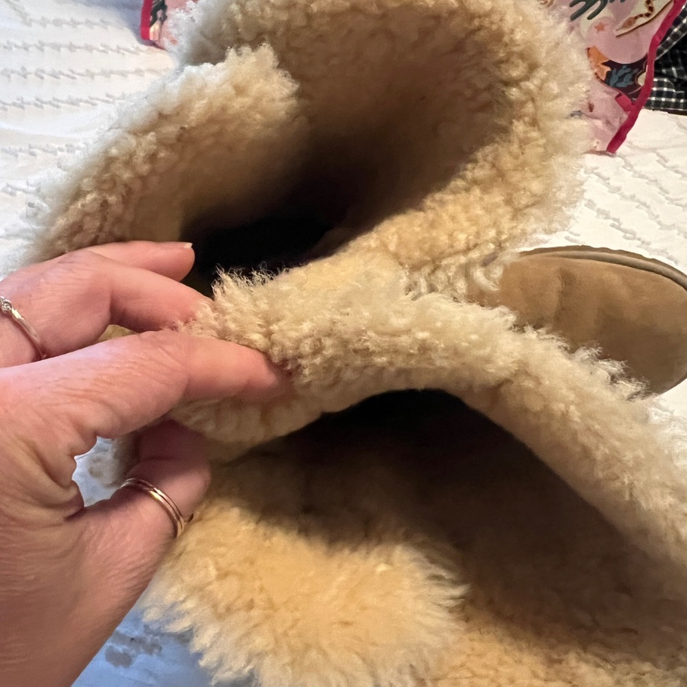 UGG Women's Brown Shearling Button Boots - Picture 4 of 4